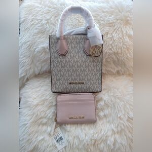 🛍️ Michael Kors Mercer X body Shopper and Jet Set Small Wallet Bundle NWT🛍️